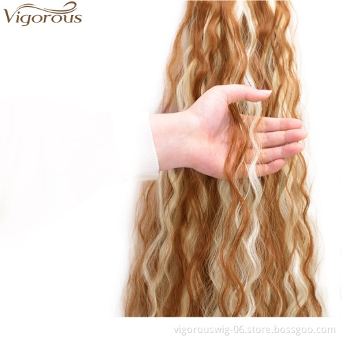 Vigorous 22" Heat Resistant Wavy Curly Synthetic Wrap Around Ponytail Hairpiece Long Magic Paste Ponytail Extension for Party